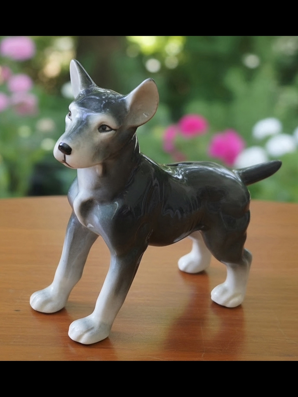 Vintage 50s Wales porcelain dog glossy with label